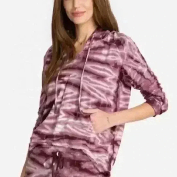 NEW Johnny Was Calme Fleece Tie Dye Hoodie Purple White Loungewear Athleisure - Picture 1 of 6